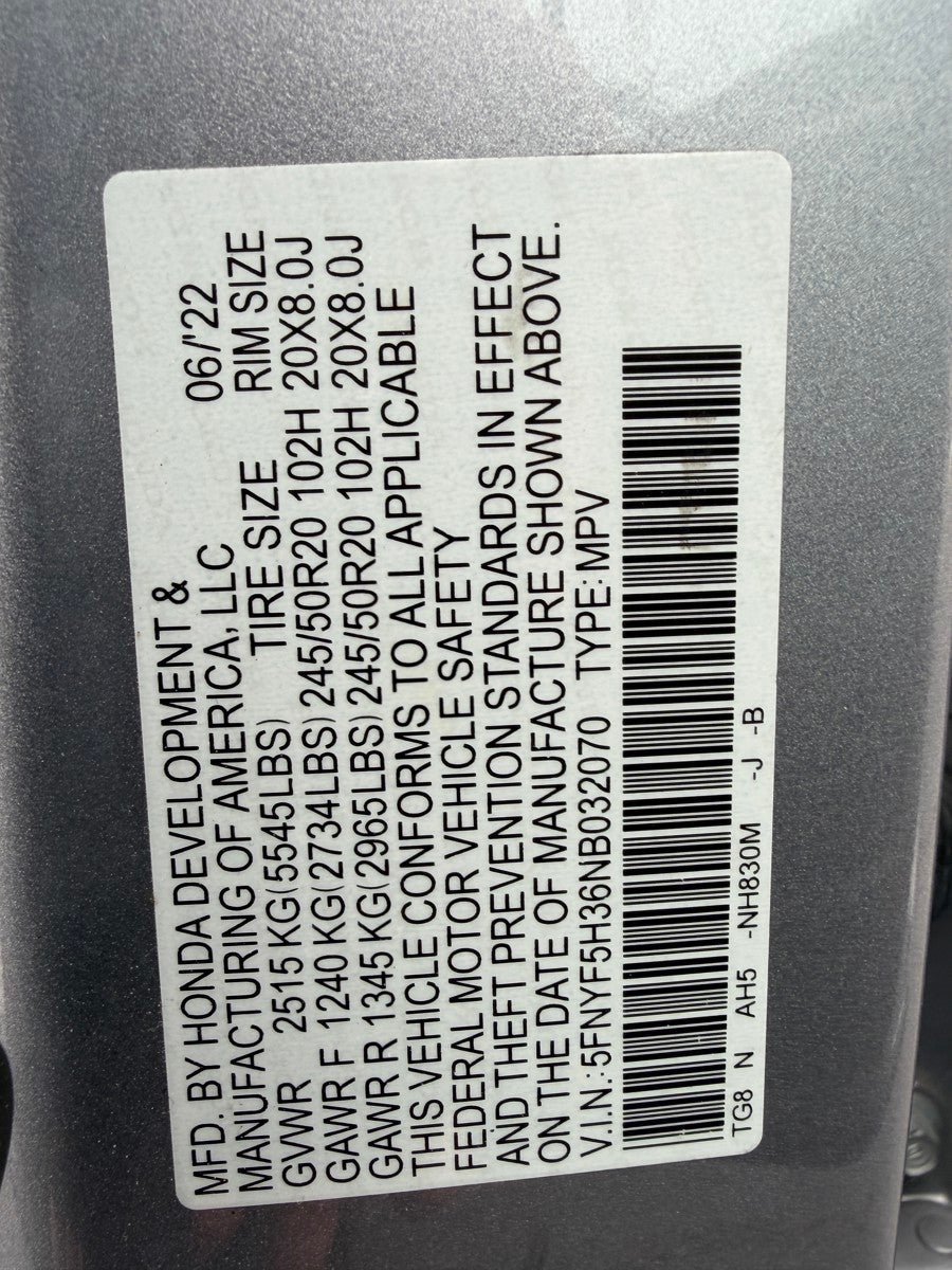 2022 Honda Pilot Sport