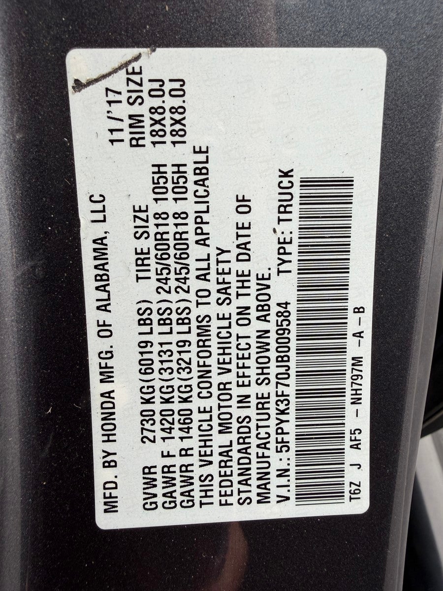 2018 Honda Ridgeline RTL-E